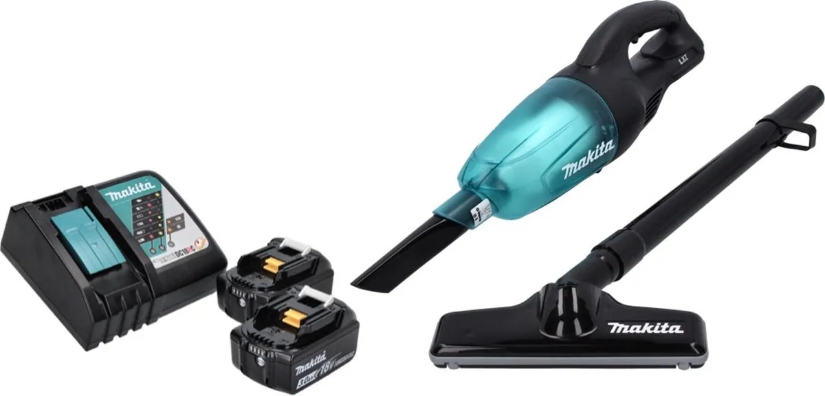 Makita DCL180RF Accu Stofzuiger - 18V - 2x 3.0Ah + Lader - Zwart - afbeelding 2 van 5