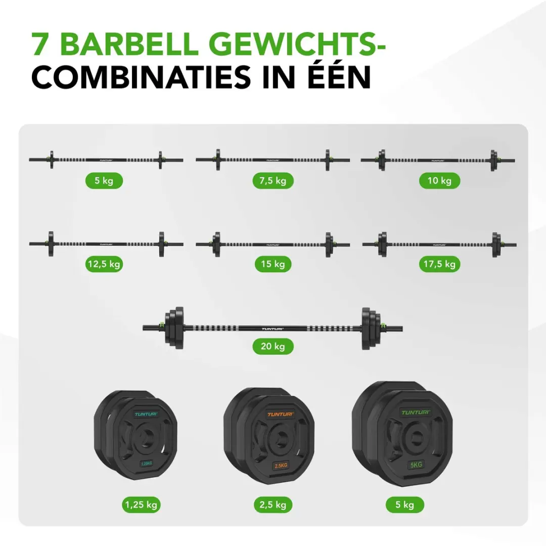 Tunturi Aerobic Pump Gewichtenset 20kg - Halterset Zwart