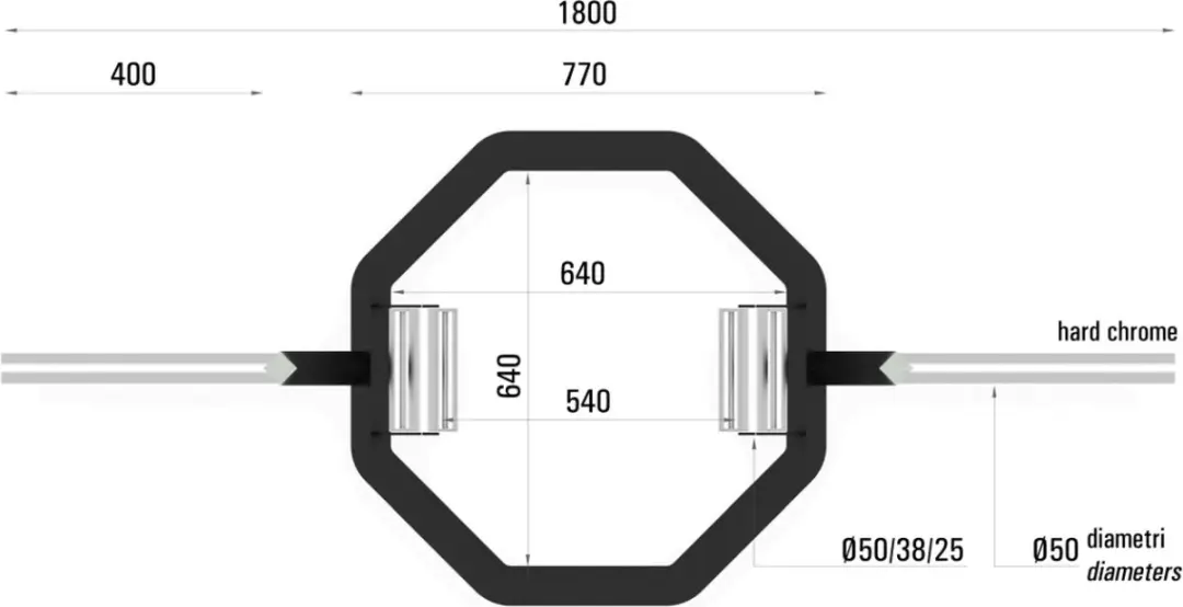 Toorx OSB-PRO Tri-Grip Hex Bar 180cm - 50mm Halter