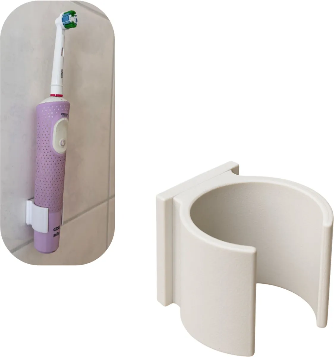 Tandenborstelhouder - wit - voor Oral b tandenborstels - inclusief bevestigingsmateriaal - elektrische tandenborstelhouder - houder voor tandenborstel opzetstukjes