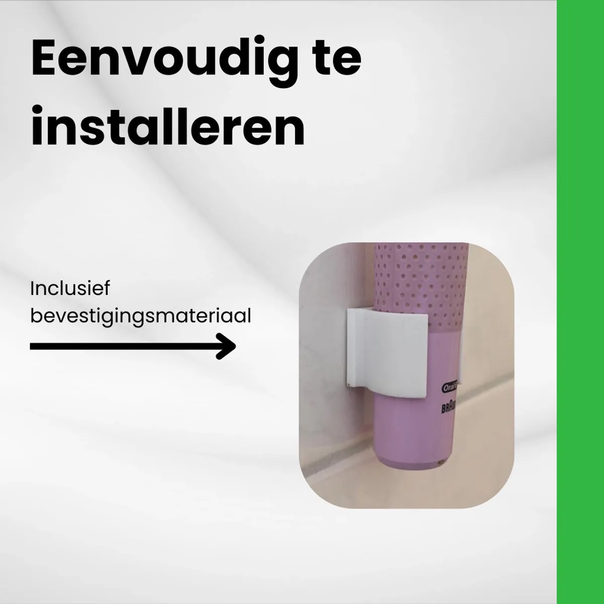 Tandenborstelhouder - wit - voor Oral b tandenborstels - inclusief bevestigingsmateriaal - elektrische tandenborstelhouder - houder voor tandenborstel opzetstukjes