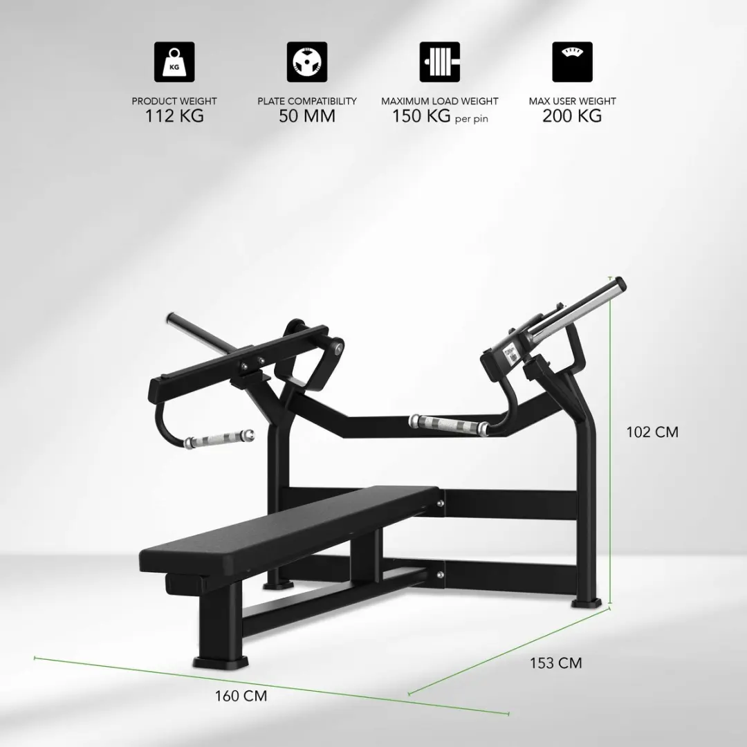 Tunturi Platinum Horizontal Chest Press Krachtstation - 300kg - Zwart