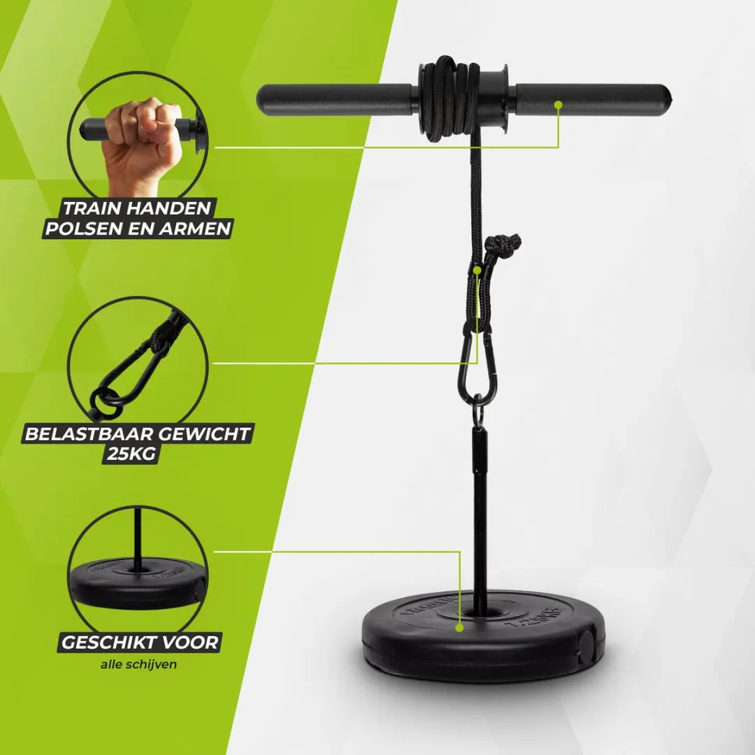 Virtufit Pro Wrist Roller - Onderarmtrainer - Zwart