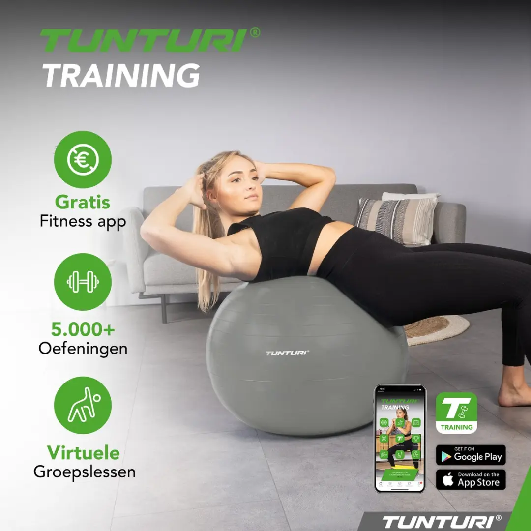 Tunturi Anti Burst Fitnessbal 55cm - 220kg - Zilver