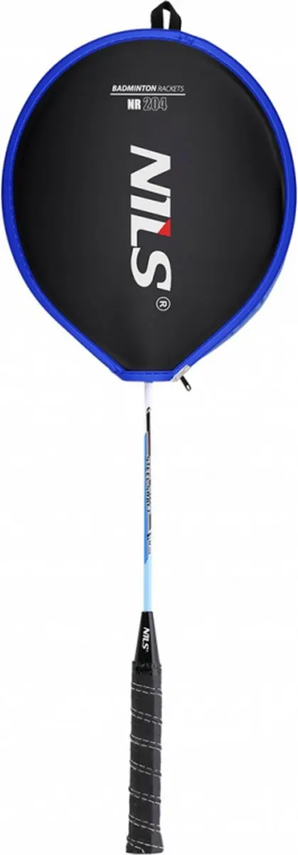Nils NR204 Aluminium Badmintonracket - Zwart/Blauw - met Koffer