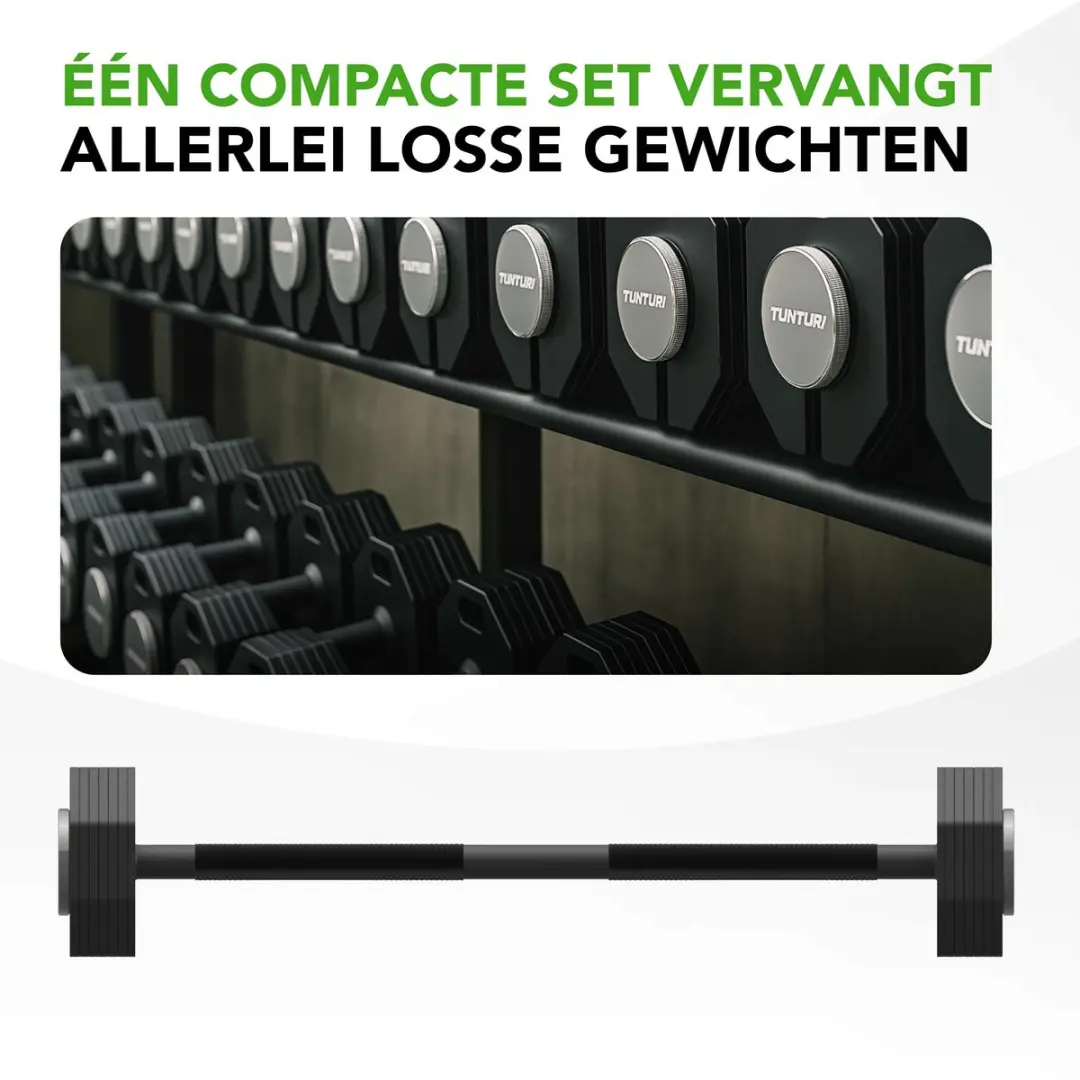 Tunturi Rapid Verstelbare Barbell 35kg - 15-delig - Zwart
