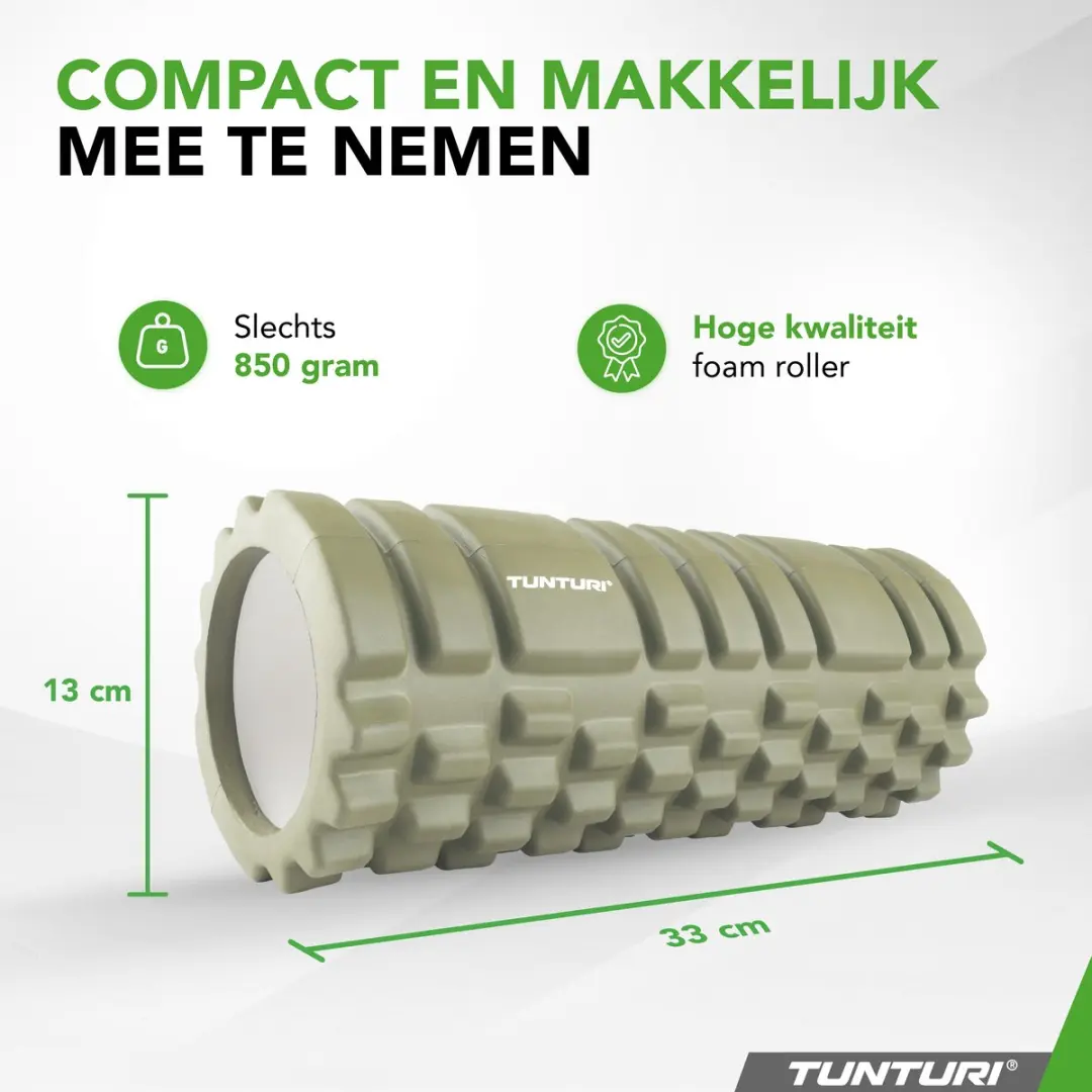 Tunturi Yoga Grid Foam Roller 33cm - Legergroen