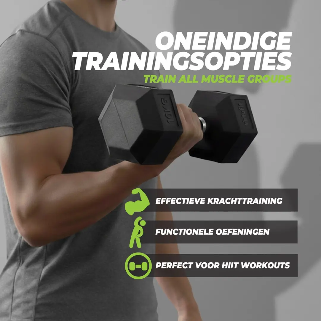 Virtufit Hexa Dumbbell Pro 32,5 kg - Zilver/Zwart