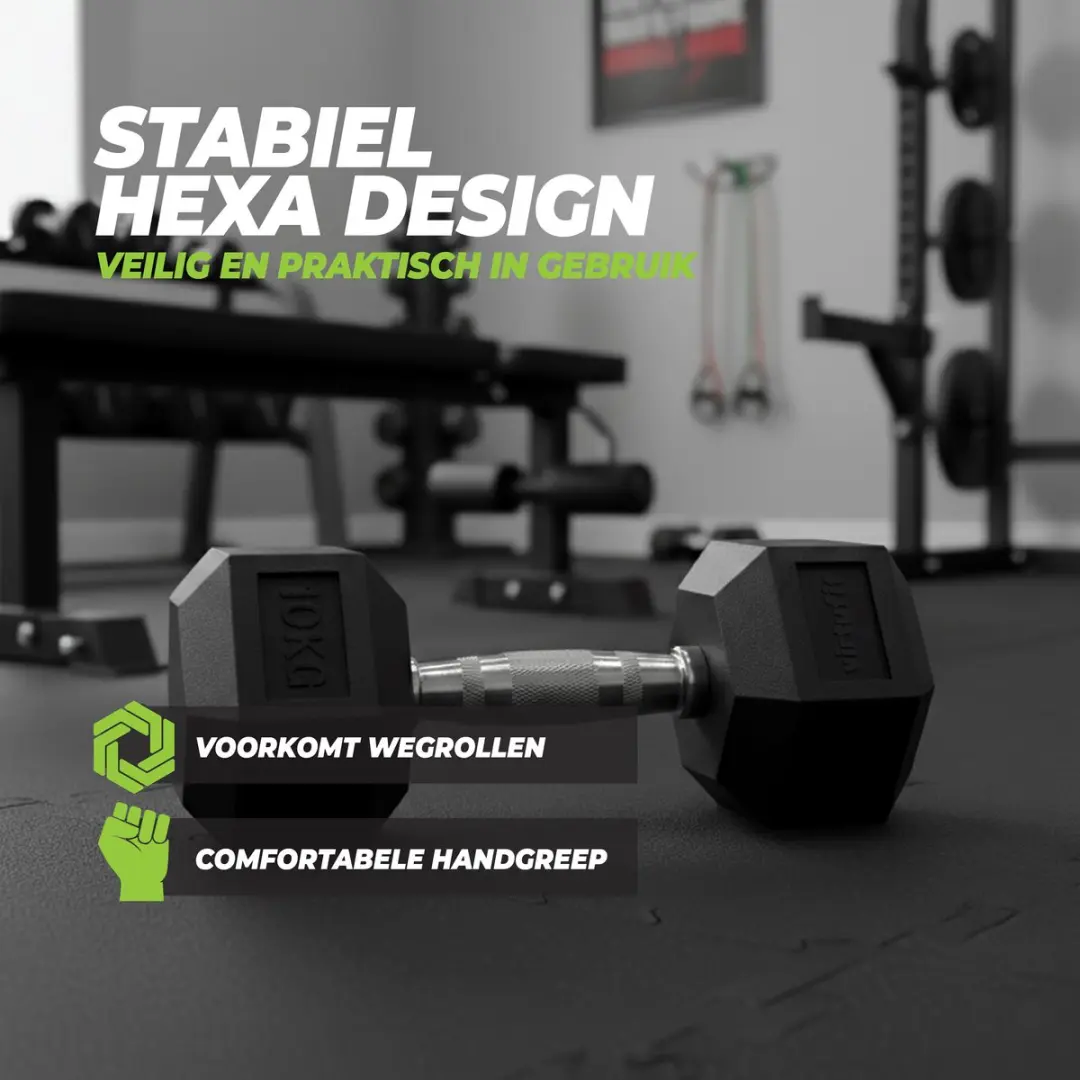 Virtufit Hexa Dumbbell Pro 32,5 kg - Zilver/Zwart