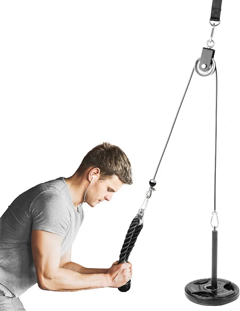 Gymstick Cable Pulley Systeem - Tricep Touw - Zwart