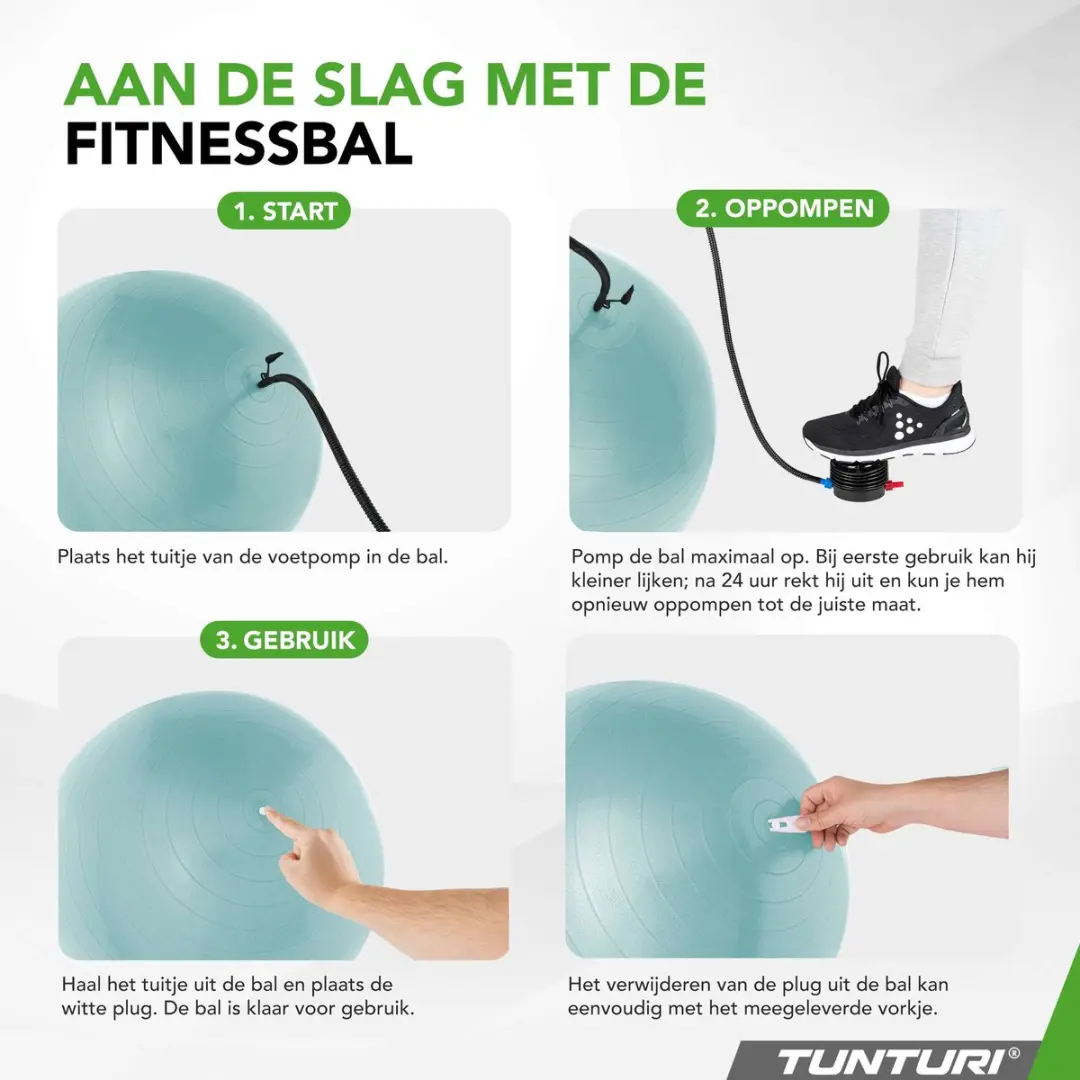 Tunturi Anti Burst Fitnessbal 90cm - 220 kg - Groen