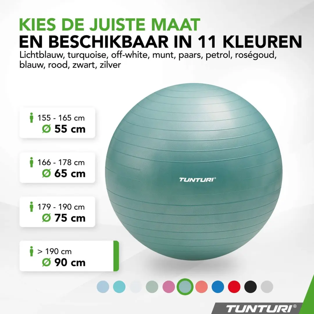 Tunturi Anti Burst Fitnessbal 90cm - 220 kg - Groen