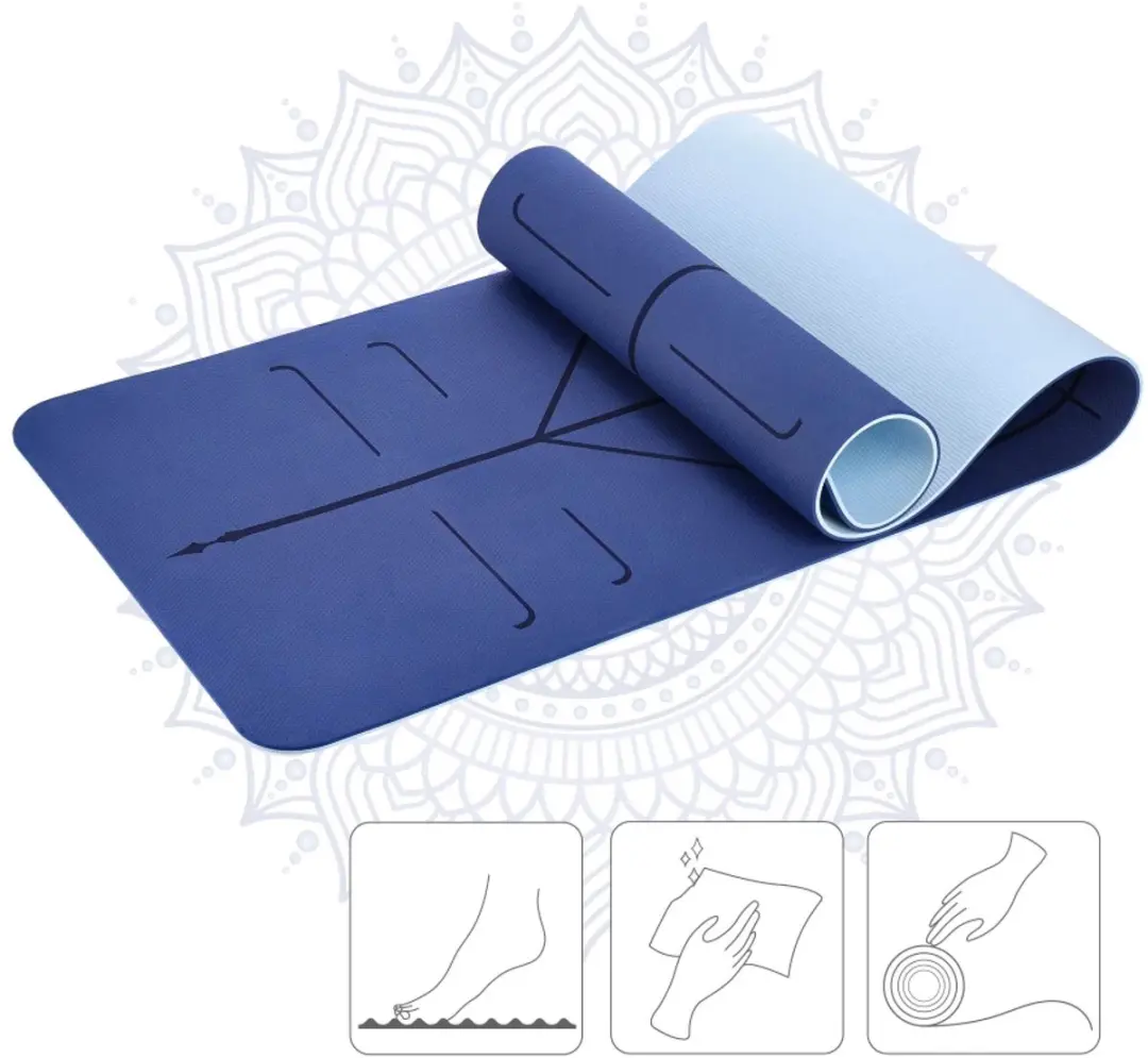 HMS Yoga Mat Donkerblauw 12mm - inclusief banden en hoes