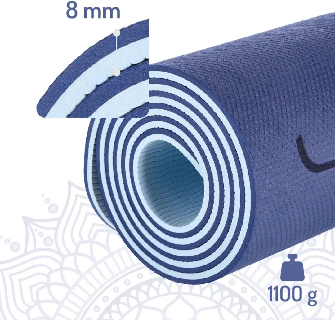 HMS Yoga Mat Donkerblauw 12mm - inclusief banden en hoes