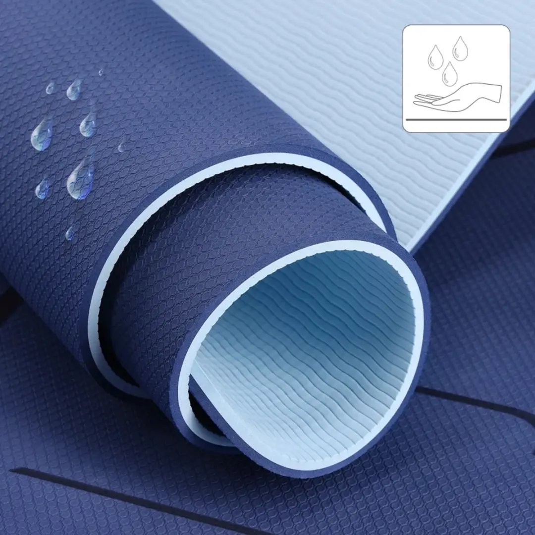 HMS Yoga Mat Donkerblauw 12mm - inclusief banden en hoes