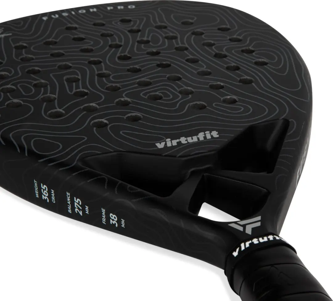 Virtufit Fusion Pro Padelracket - 365g EVA Kern 18K Carbon - Zwart/Grijs