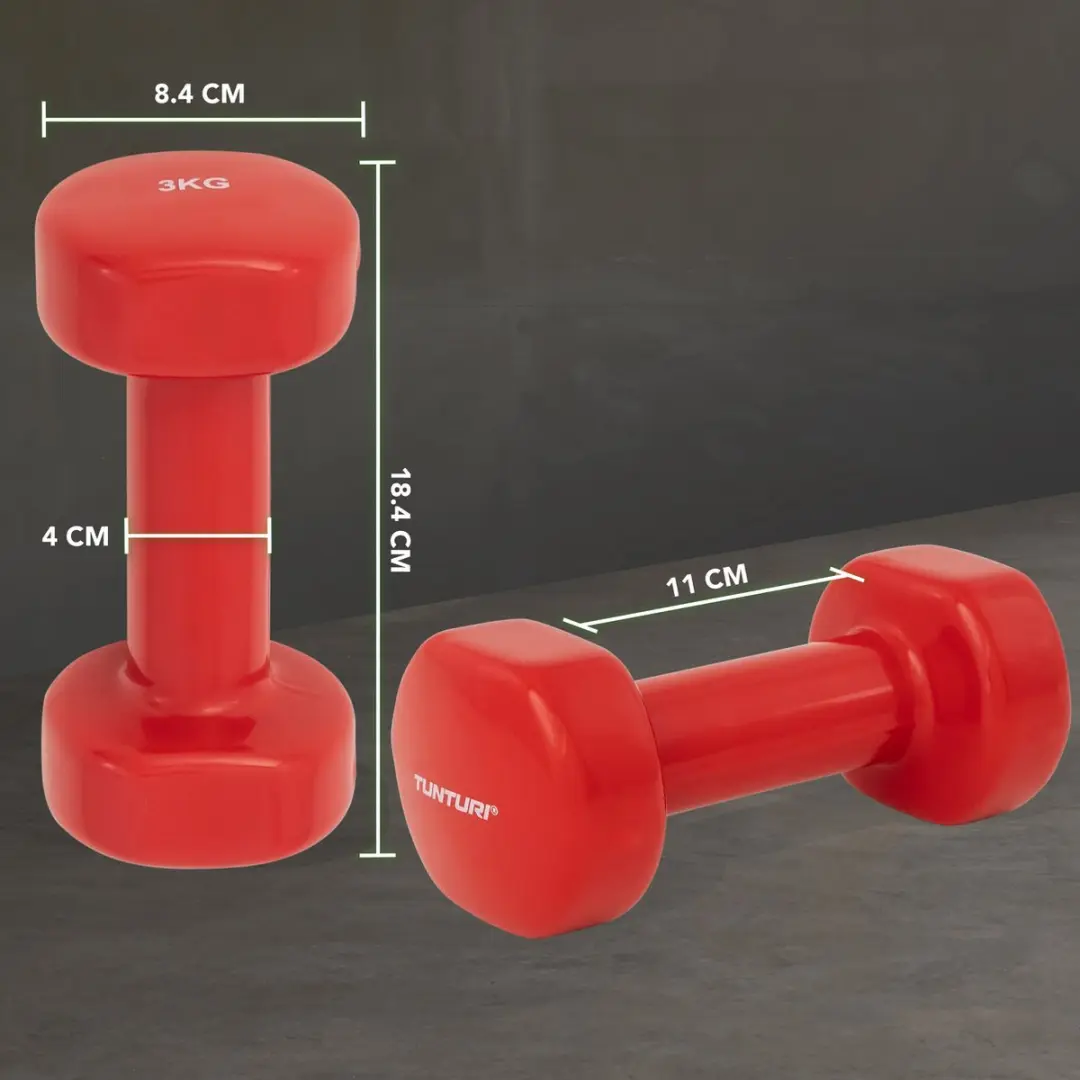 Tunturi Dumbbellset 2x3kg - Rood