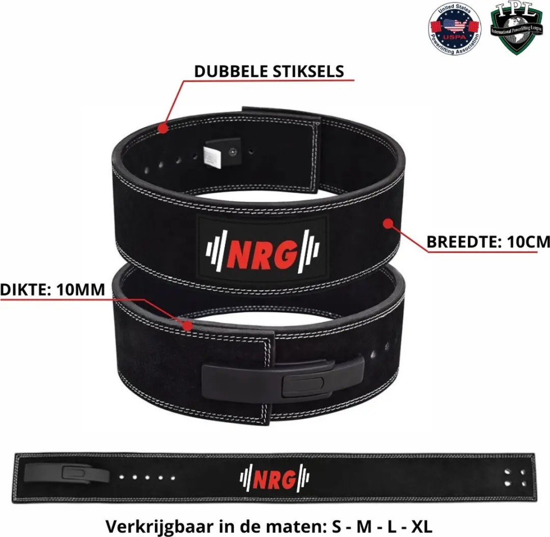 NRG Wellness Pro Powerlift Riem - Gewichthefriem Zwart