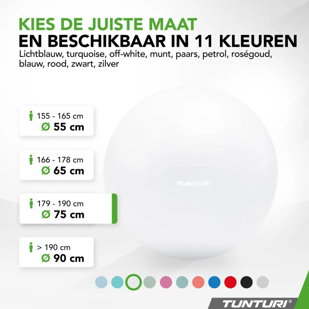 Tunturi Anti Burst Fitnessbal 75cm - 220 kg - Wit