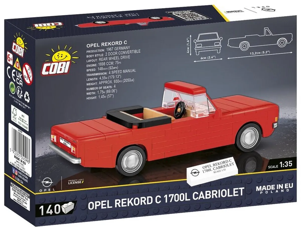 Cobi Opel Rekord C 1700 L Cabriolet COBI-24599 - 140 Stukken