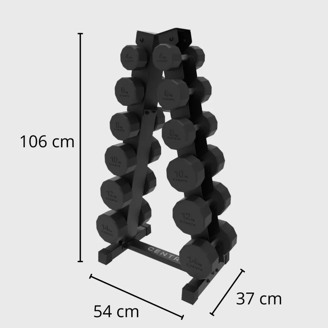 Centr Dumbbell Tower Halterset 4-14kg - 12-delig - 6 Paar - Zwart