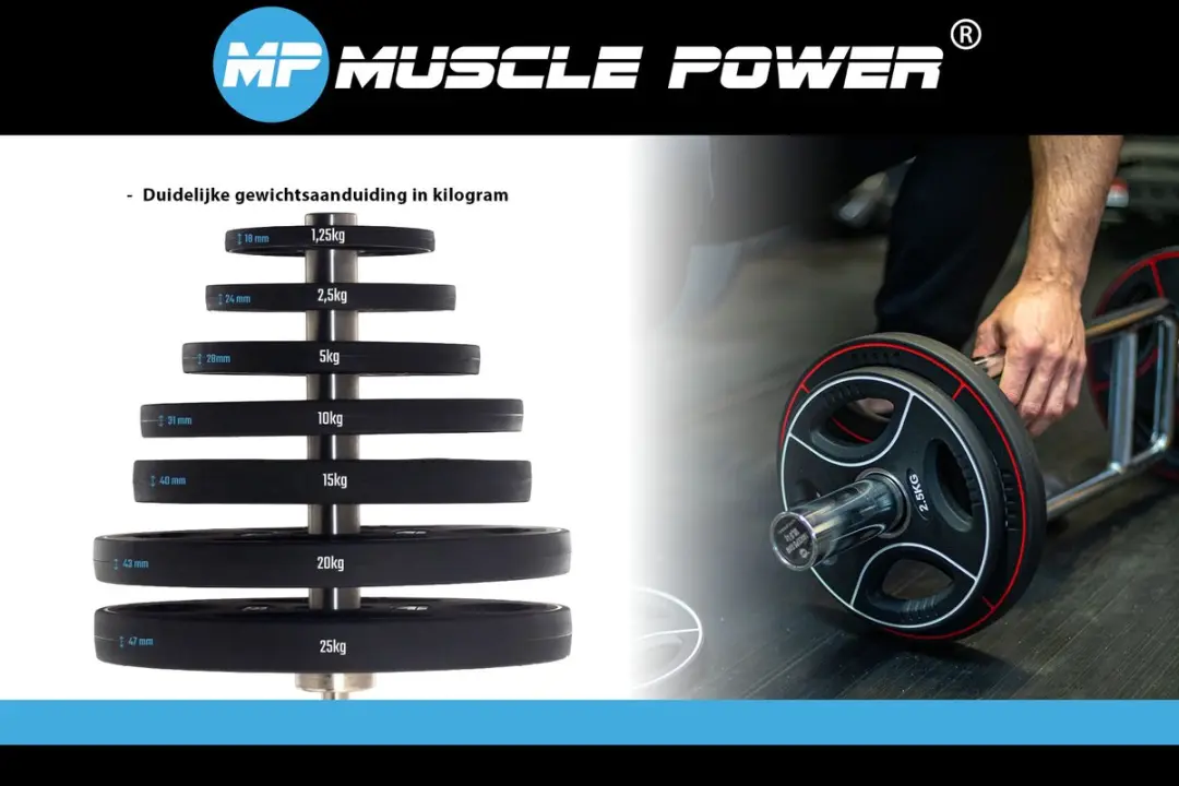 Muscle Power 15 kg Polyurethaan Halterschijf 50mm