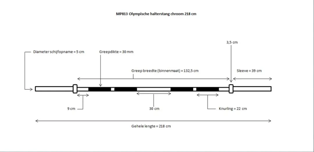 Muscle Power Olympische Halterstang 218cm - Chroom