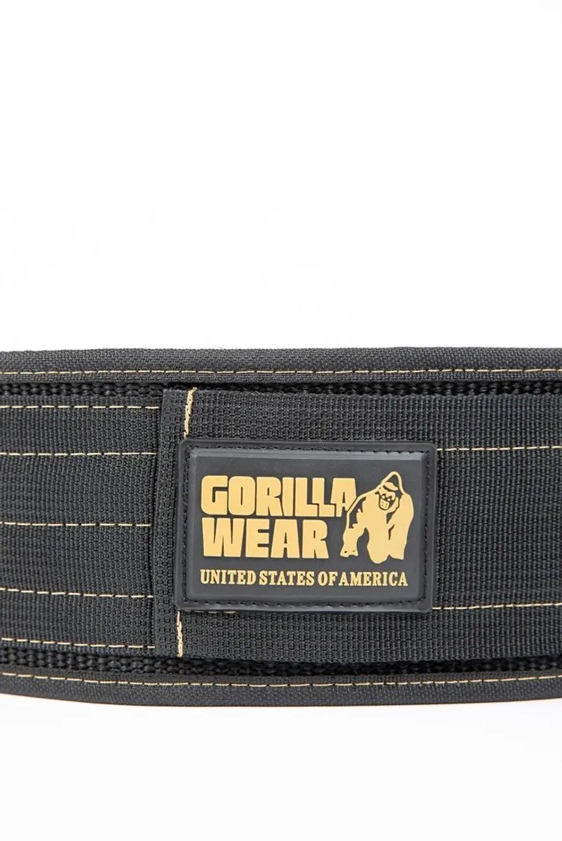 Gorilla Wear 4" Nylon Gewichthefgordel - Zwart/Goud - S/M