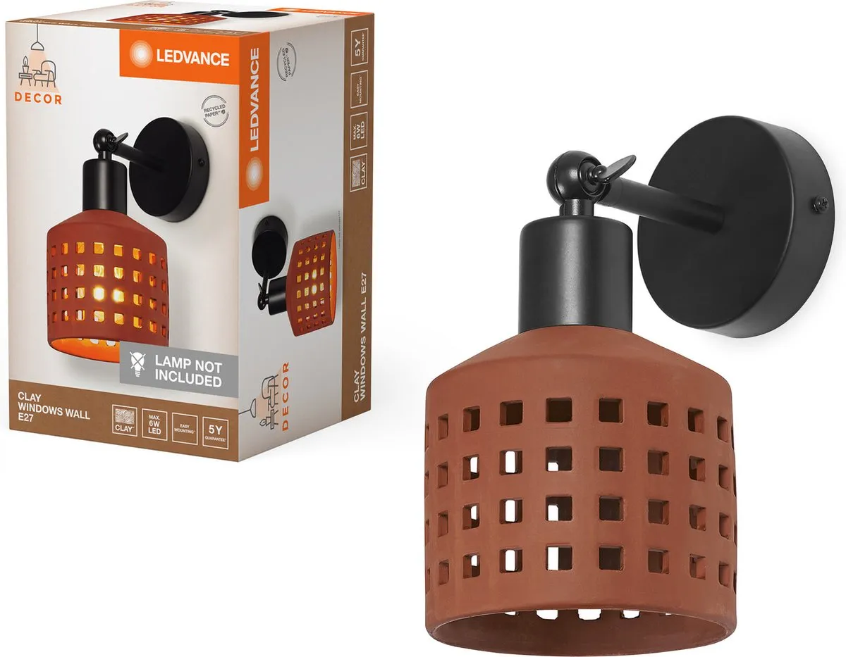 LEDVANCE Decor Clay Windows Wandlamp E27 - Bruin