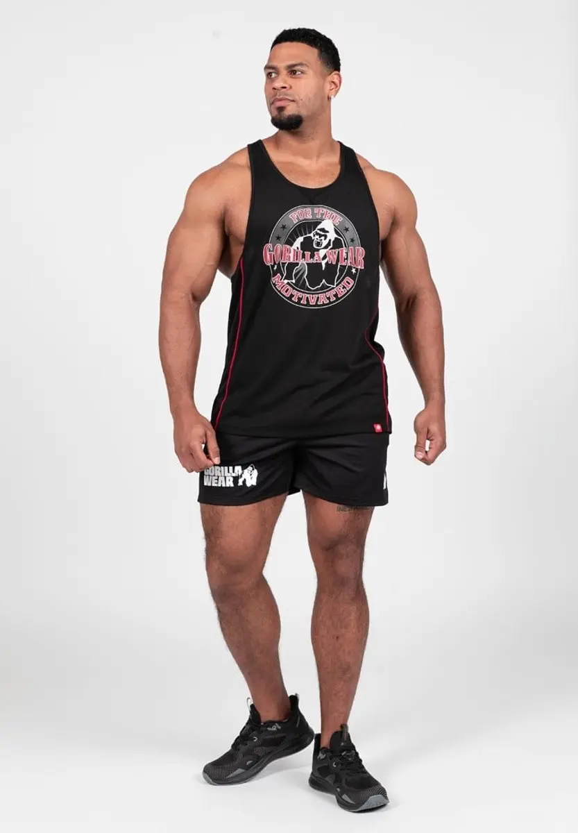 Gorilla Wear Casper Stringer Tanktop - Zwart/Rood XL - afbeelding 6 van 6