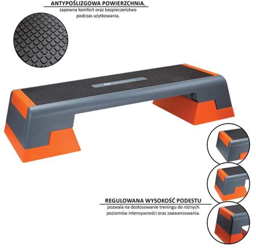 HMS AS007 Aerobic Step - Verstelbaar - Antislip - Zwart/Oranje