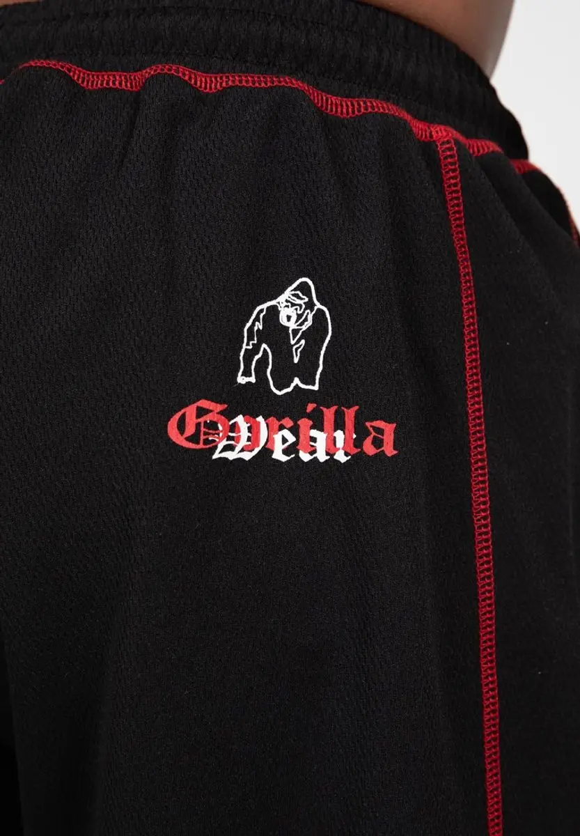 Gorilla Wear Marlow Mesh Shorts Trainingsbroek S/M - Zwart/Rood