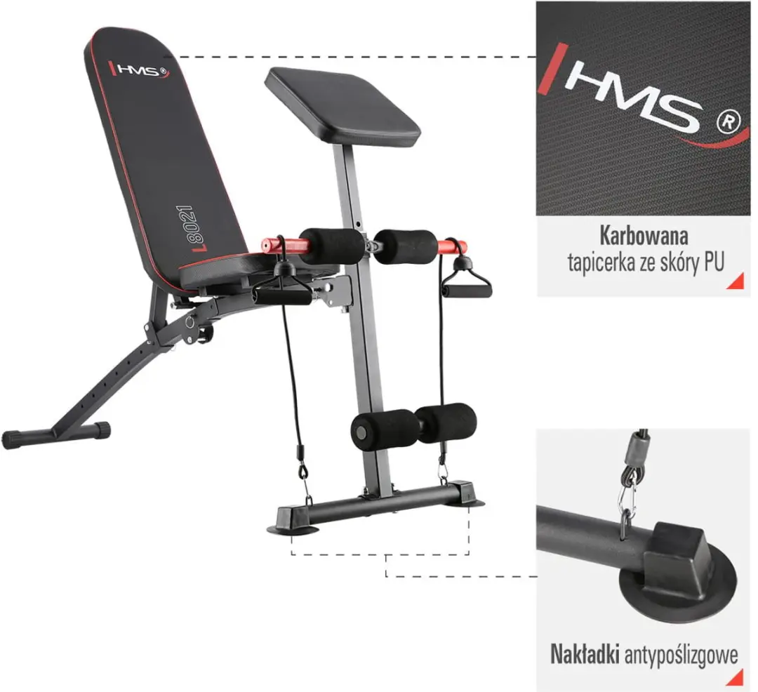 HMS L8021 Fitnessbank - Multifunctioneel - Zwart/Rood