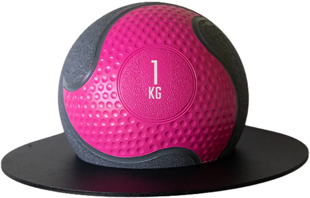 Muscle Power Rubber Medicijnbal 1 kg - Grijs/roze - afbeelding 6 van 6