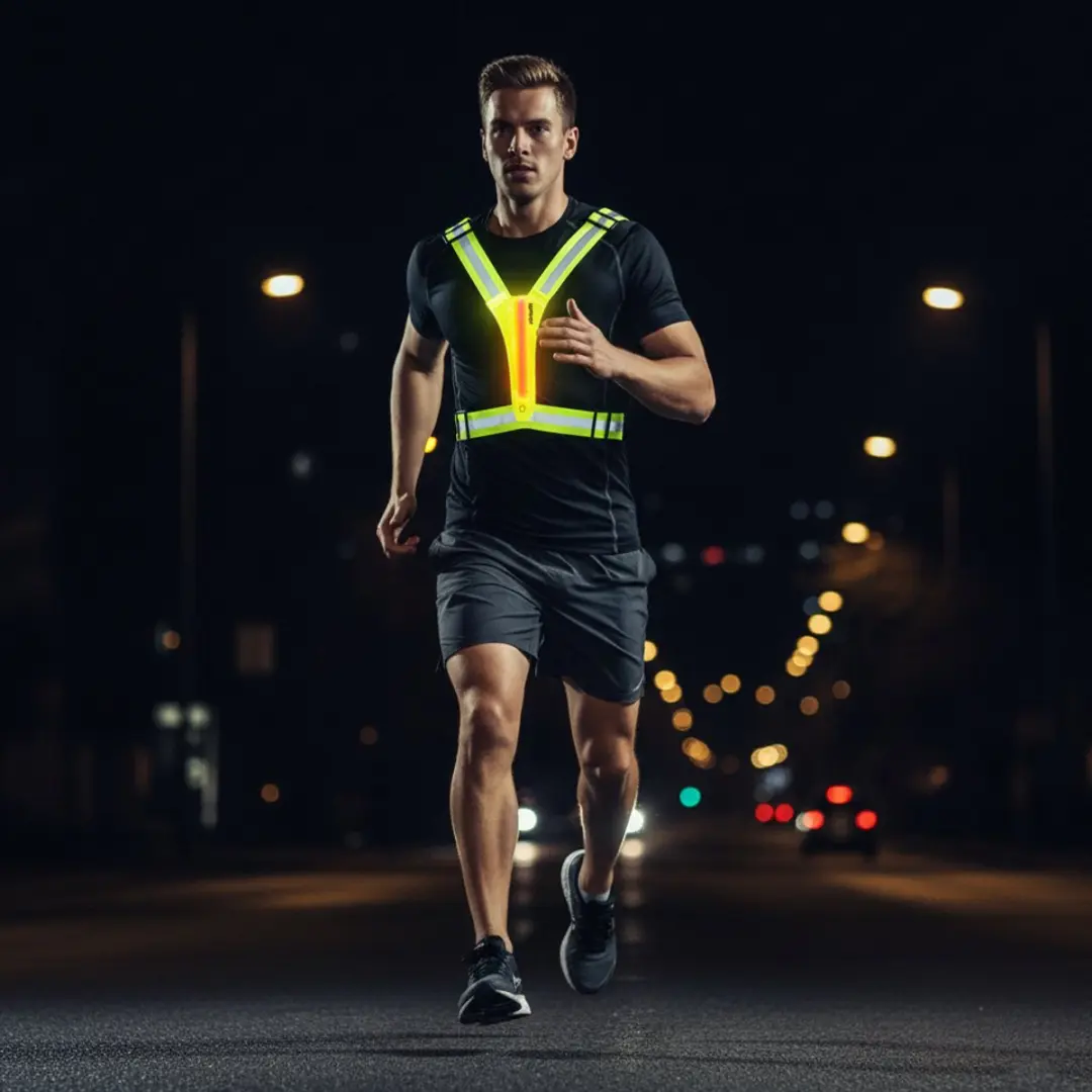 Virtufit Reflecterend Hardloopvest met LED - Geel - Rood - afbeelding 6 van 6