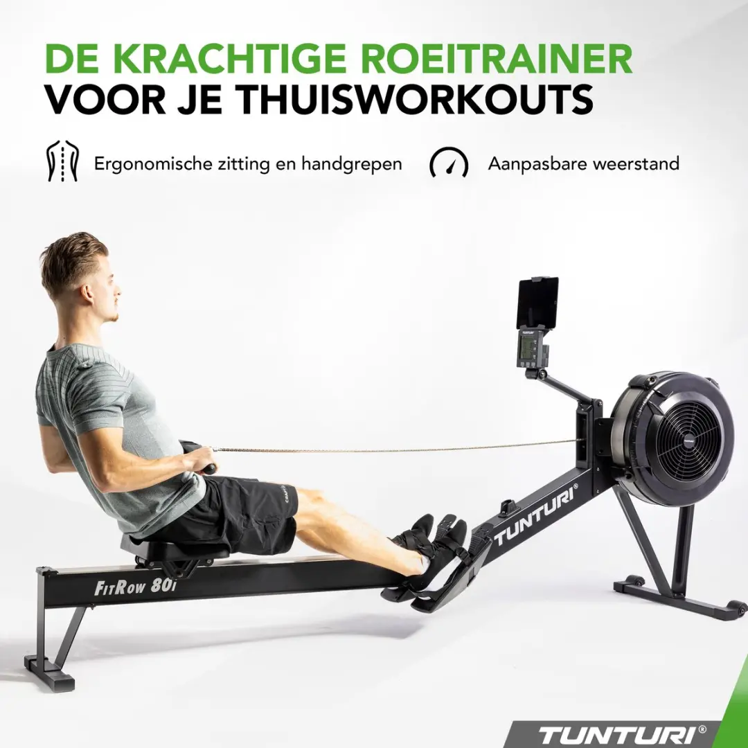 Tunturi Fitrow 80i Roeitrainer - 10 Niveaus - Bluetooth - Zwart/Zilver