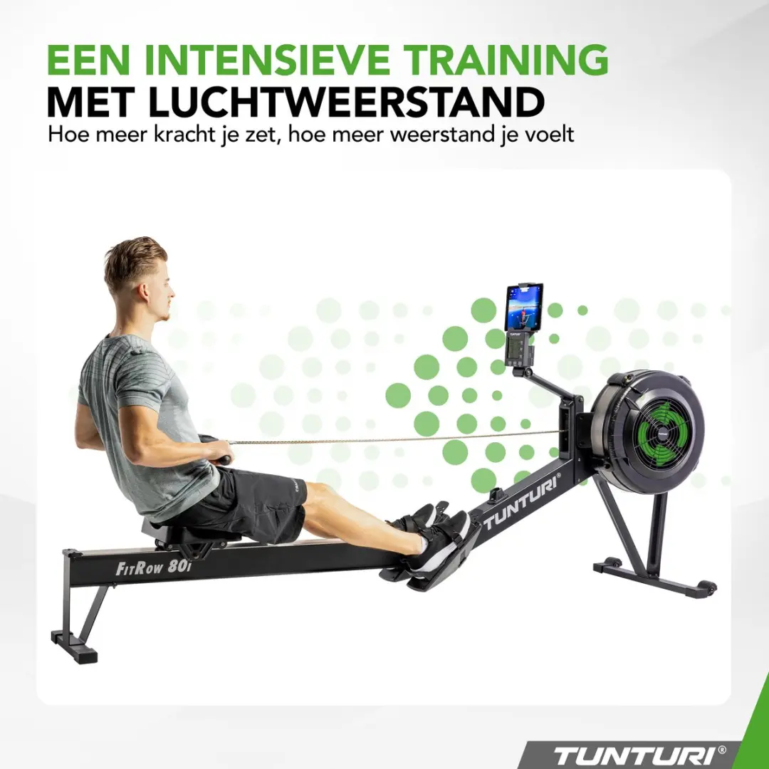 Tunturi Fitrow 80i Roeitrainer - 10 Niveaus - Bluetooth - Zwart/Zilver