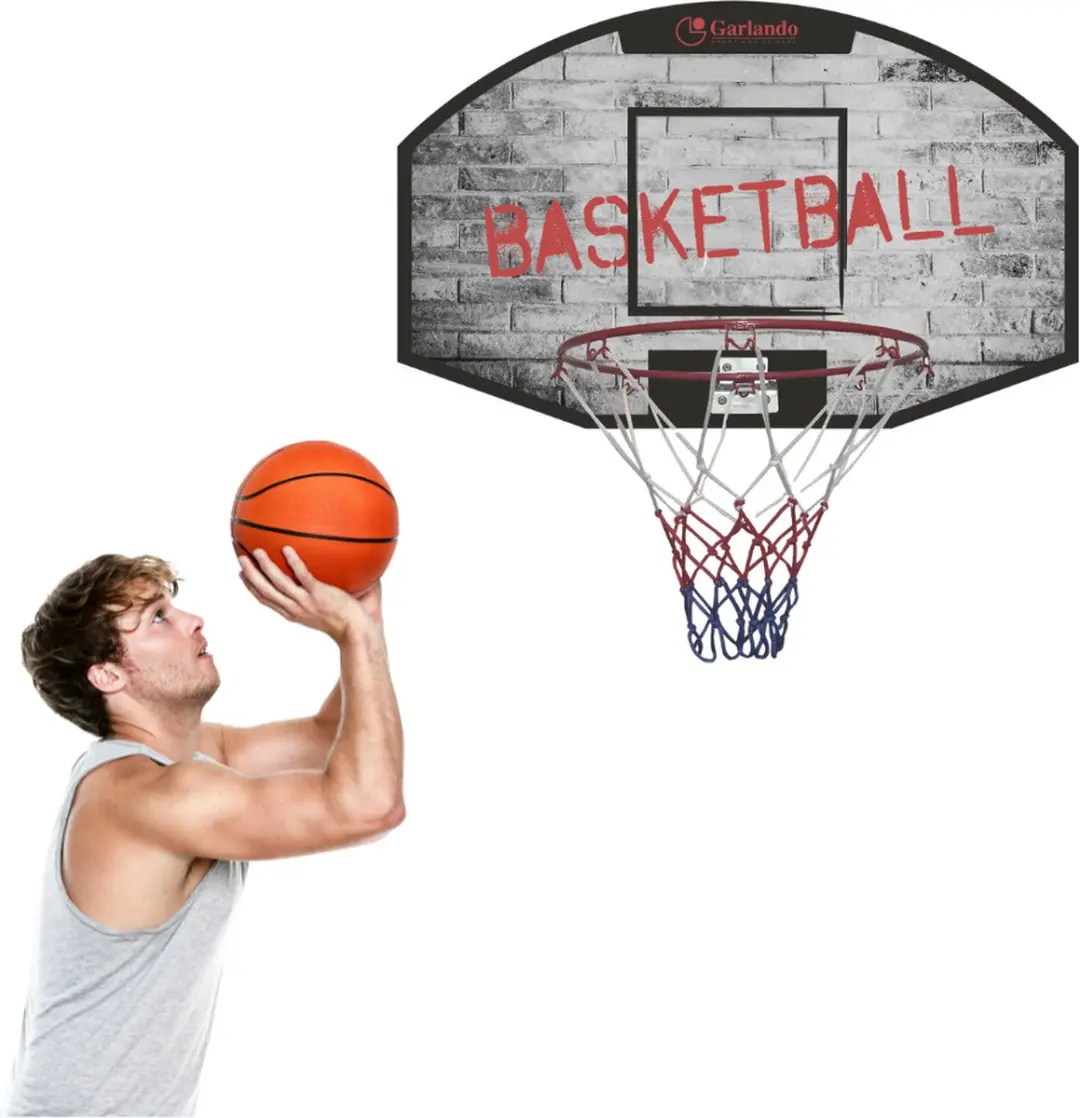 Garlando Portland Basketbalbord 71x45cm - Zwart/Grijs/Rood/Wit