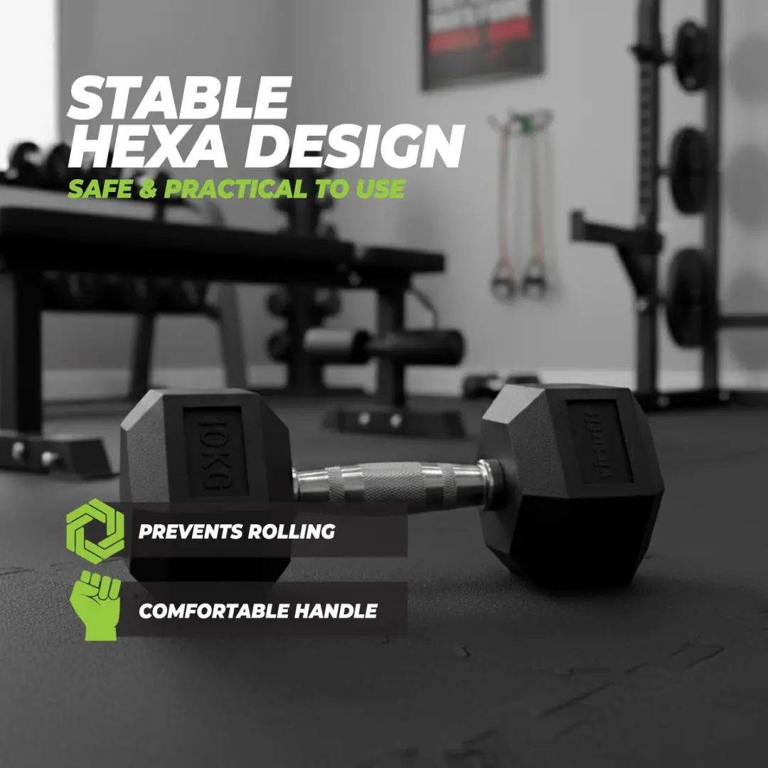 Virtufit Hexa Dumbbell Pro Set 2x40kg - Hexagon - Zwart/Zilver