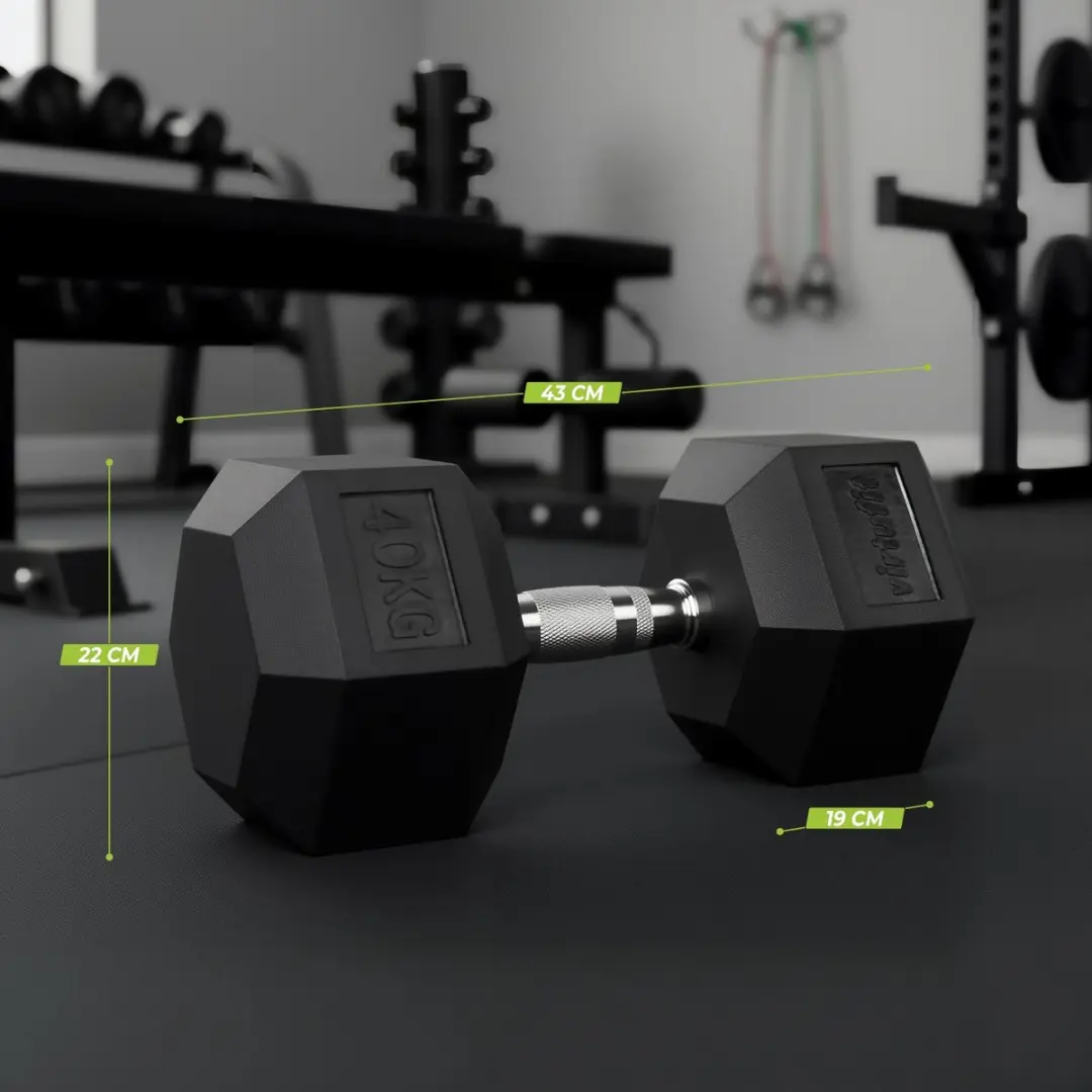 Virtufit Hexa Dumbbell Pro Set 2x40kg - Hexagon - Zwart/Zilver