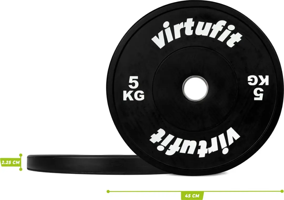 Virtufit Bumper Plate 50mm 5kg - Zwart