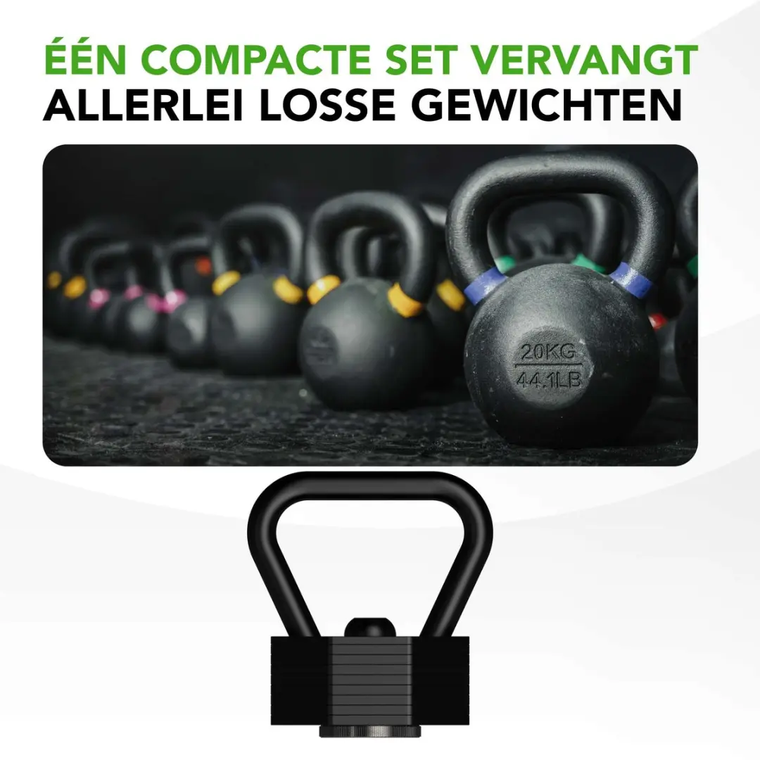 Tunturi Rapid Verstelbare Kettlebell 3,5-19,5kg - 9 Gewichten in 1