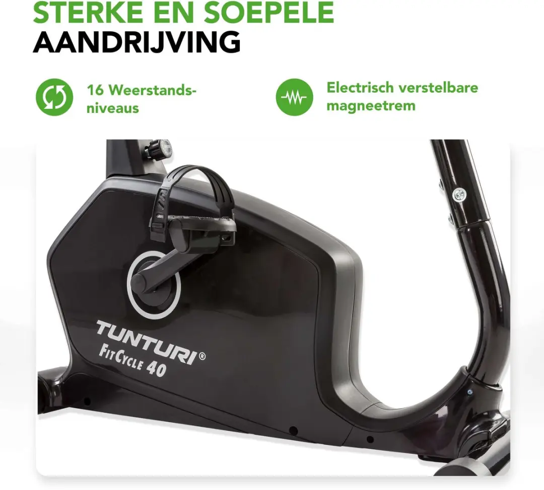 Tunturi FitCycle 40i Hometrainer - 16 Niveaus - 23 Programma's - Zwart