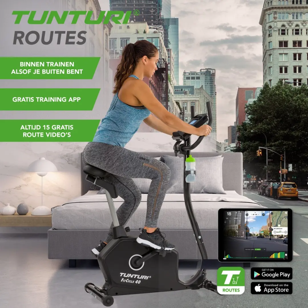 Tunturi FitCycle 40i Hometrainer - 16 Niveaus - 23 Programma's - Zwart