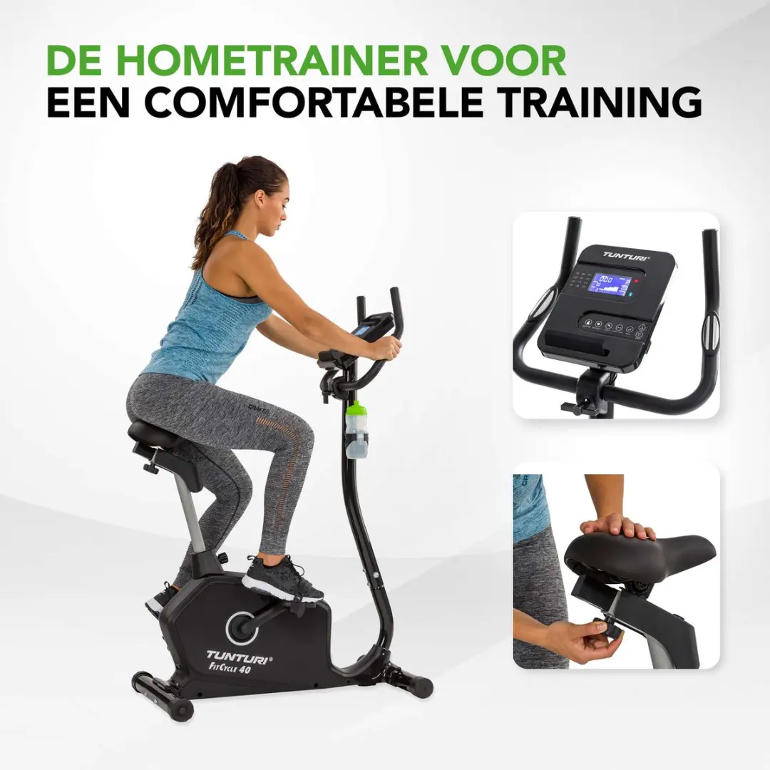 Tunturi FitCycle 40i Hometrainer - 16 Niveaus - 23 Programma's - Zwart