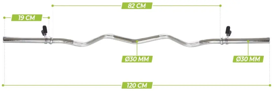Virtufit Curlstang EZ Halterstang 120cm - 30mm