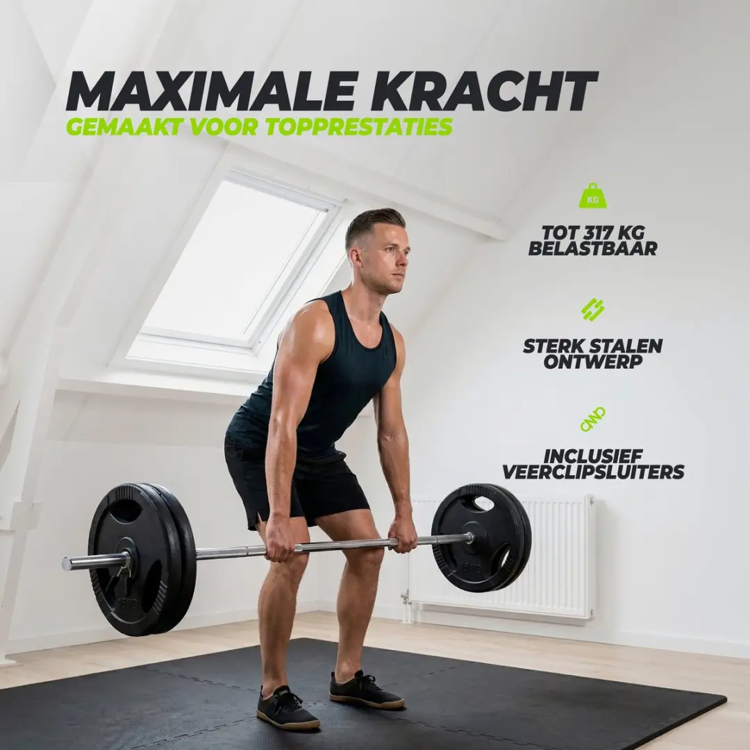 Virtufit Halterstang 200cm - 30mm - Veerclipsluiting