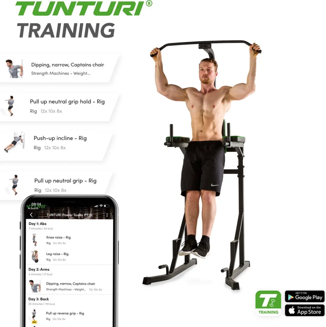 Tunturi PT20 Power Tower - Fitnessapparaat Zwart