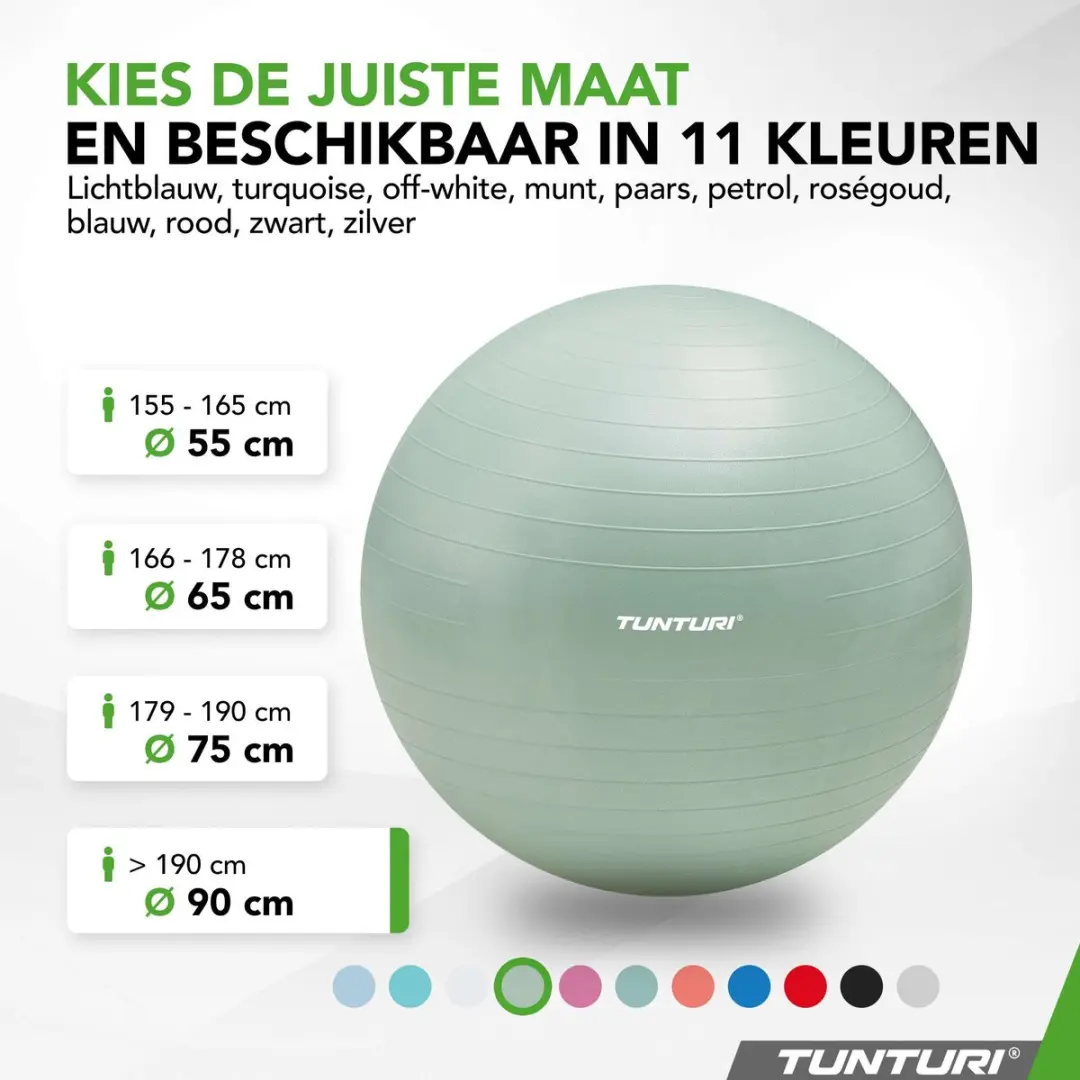 Tunturi Anti Burst Fitnessbal 90cm - 220kg - Munt