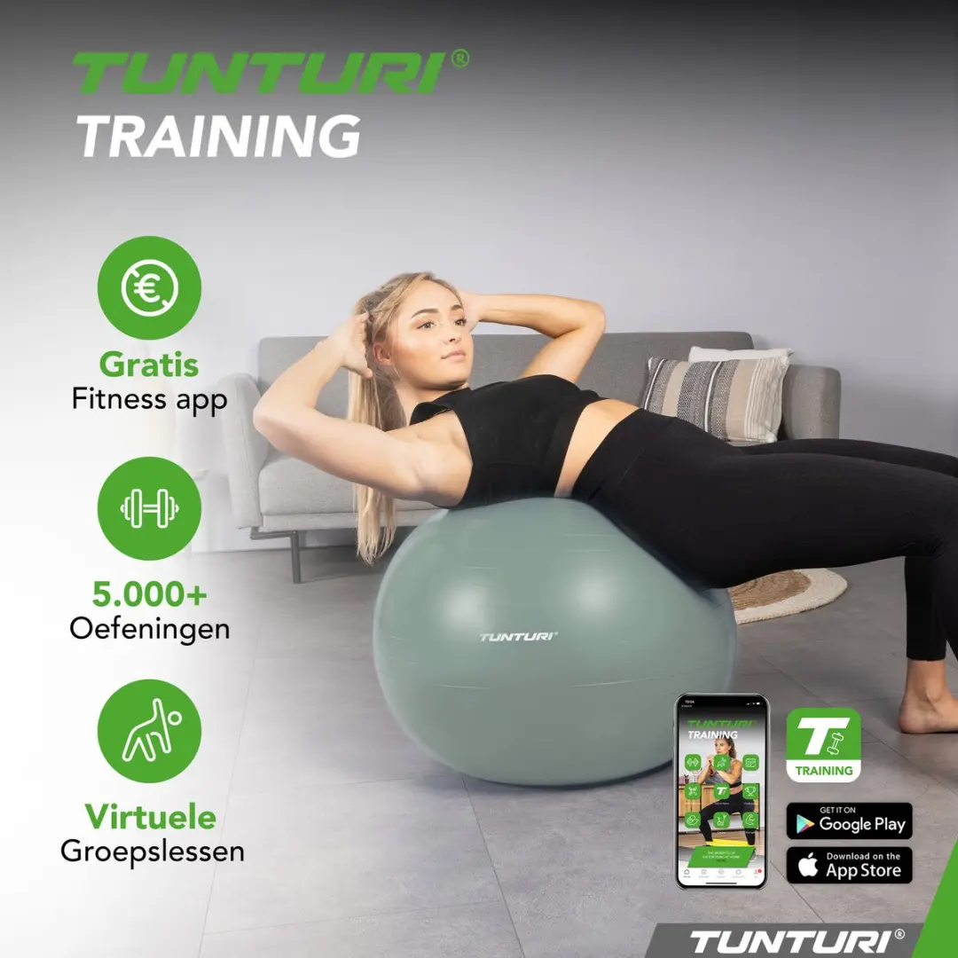 Tunturi Anti Burst Fitnessbal 90cm - 220kg - Munt